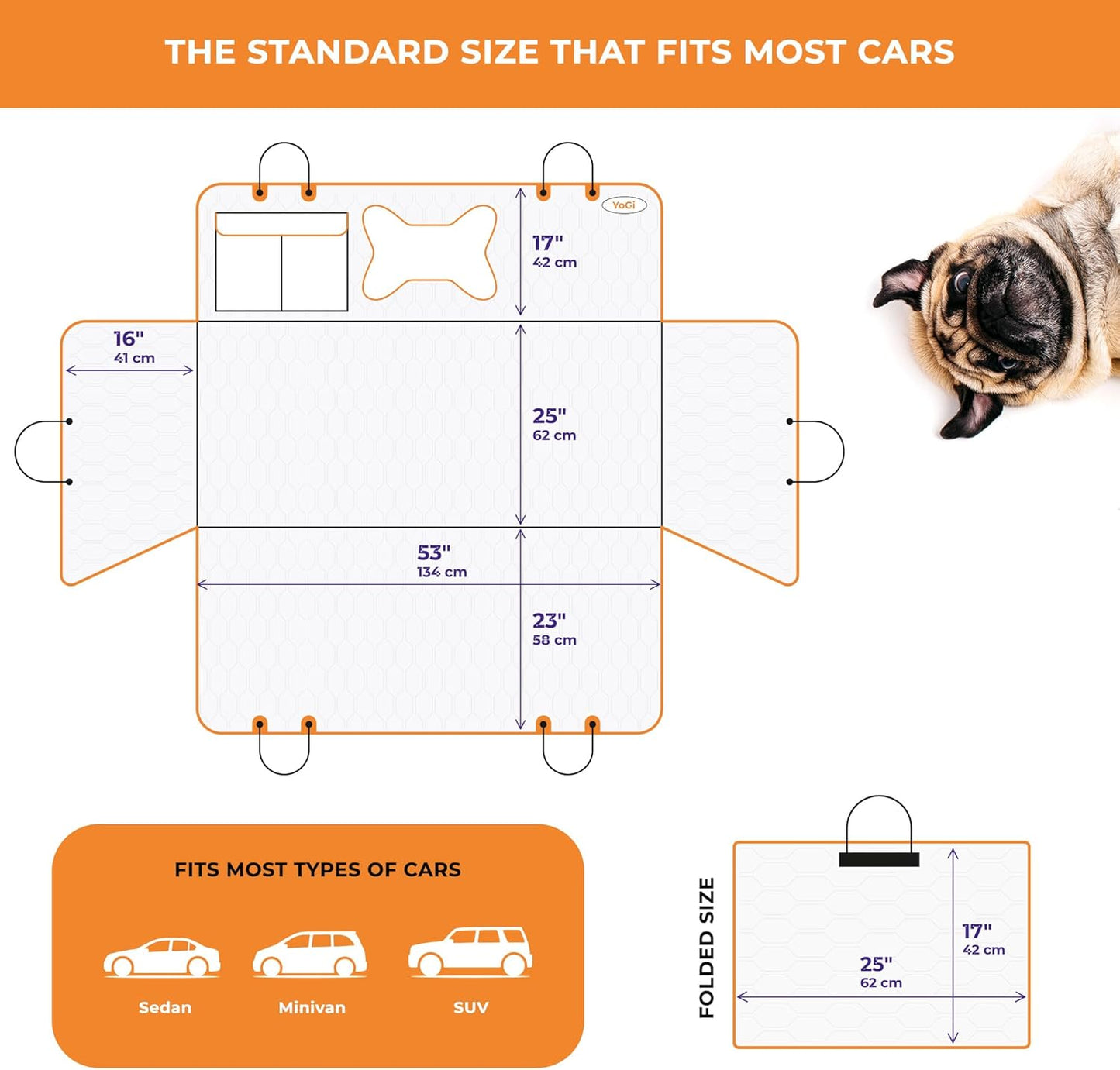 Yogi Prime Back Seat Extender for Dogs, 100% Waterproof Hard Bottom Dog Car Seat Cover, Dog Hammock for Car Travel Camping Mattress Bed, Pets Dog Seat Protector for Cars Trucks SUVs(Black)