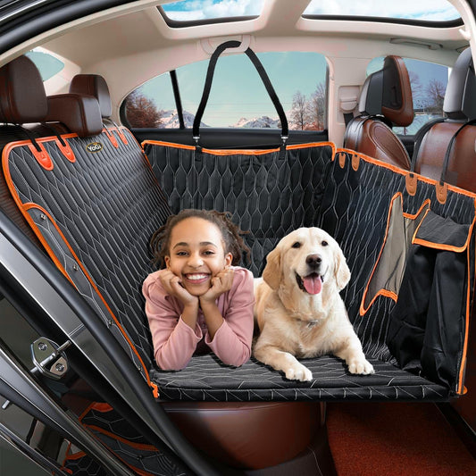 Yogi Prime Back Seat Extender for Dogs, 100% Waterproof Hard Bottom Dog Car Seat Cover, Dog Hammock for Car Travel Camping Mattress Bed, Pets Dog Seat Protector for Cars Trucks SUVs(Black)