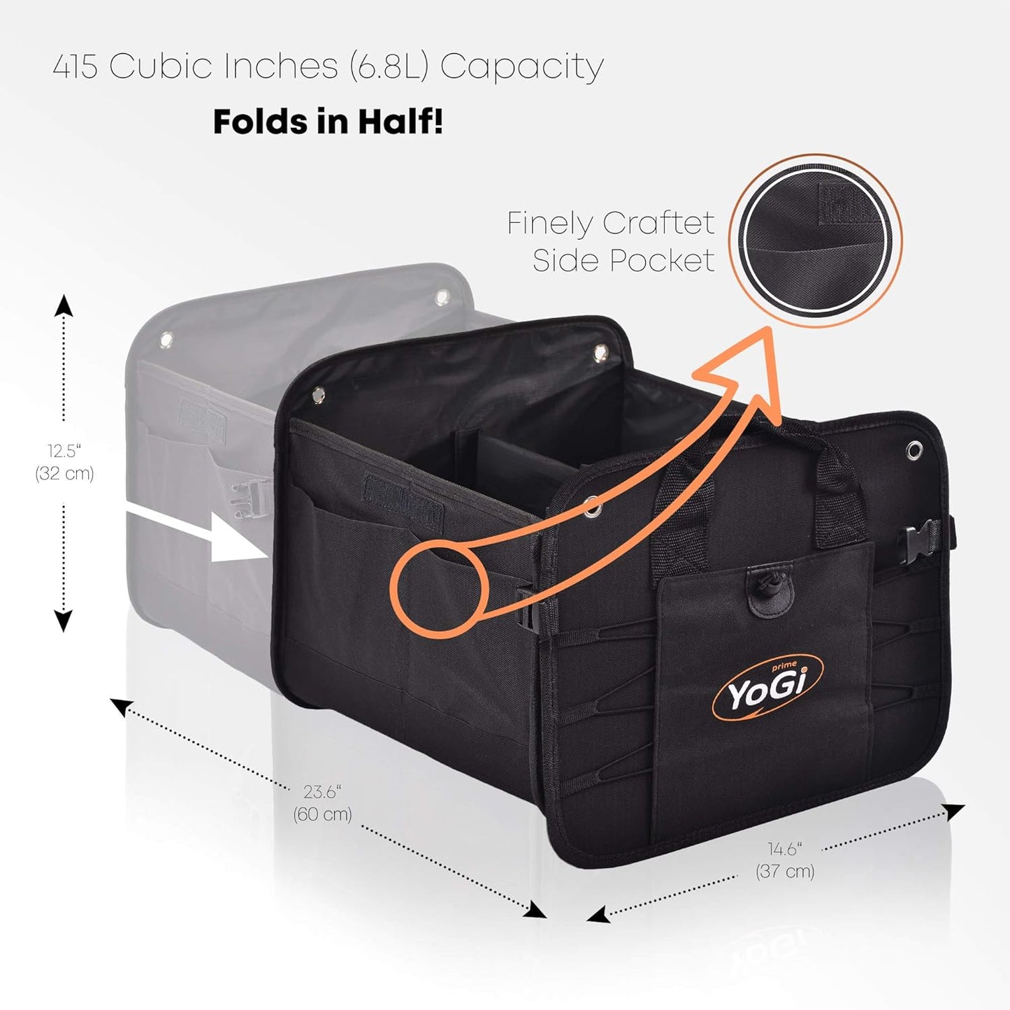 YoGi Prime Car Trunk Organizer with Foldable Lid, Collapsible Car Trunk Storage Organizer, Car Cargo Trunk Organizer with Cover, Accessories that give You The Most Storage Space Possible