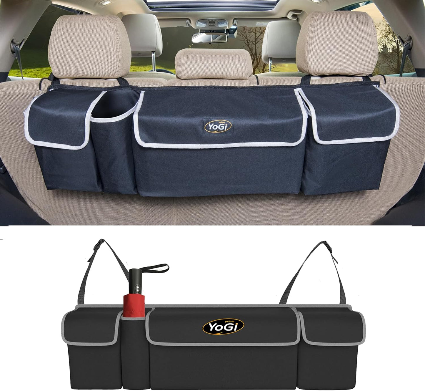 YoGi Prime Trunk organizer for all cars, hanging Trunk Storage Organizer Will Provides You The Most Storage Space Possible, Use It As A Back Seat Storage Car Cargo Organizer