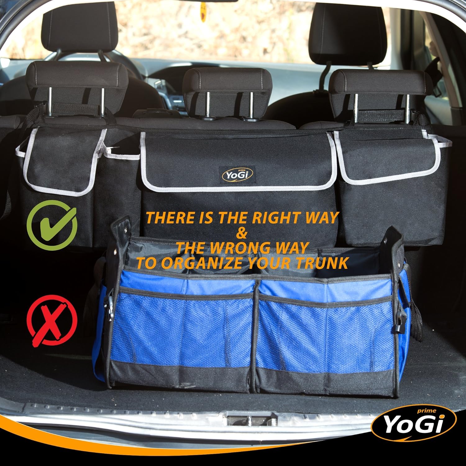 YoGi Prime Hanging Trunk Organizer - Back Seat Storage Solution For Cars, SUVs & Trucks